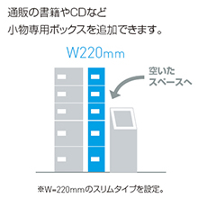 通販の書籍やCDなど小物専用ボックスを追加できます。